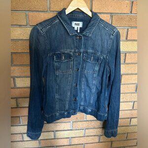 Paige Denim Women’s Trucker Distressed Jean Jacket Size Medium Junya Destructed